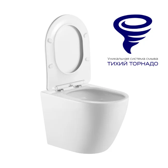 Приобрести briz унитаз подвесной bianco безободковый, торнадо, сиденье дюропласт с микролифтом, белый