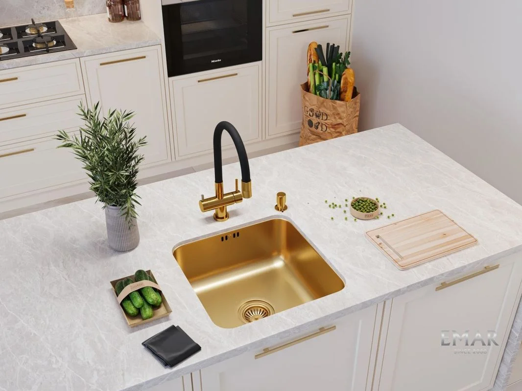 Приобрести emar смеситель для кухни, золото ес - 3015 pvd golden