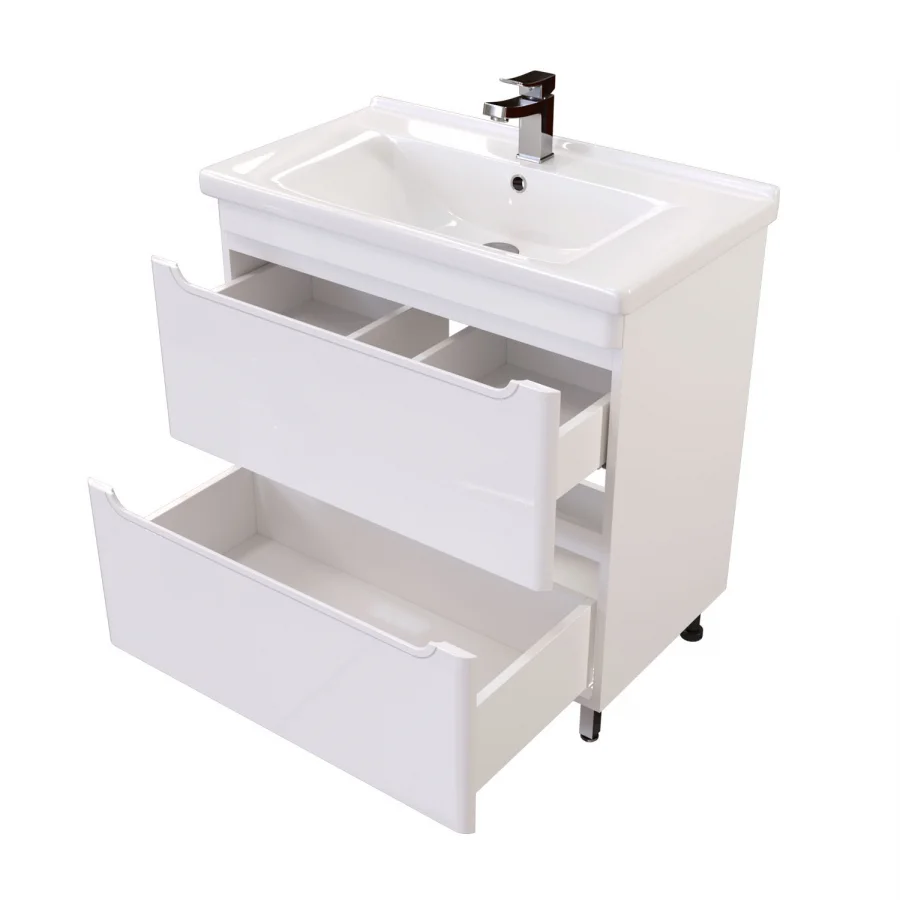 Приобрести mirsant тумба напольная сити 80 см с раковиной миранда-80, белая ут000080938