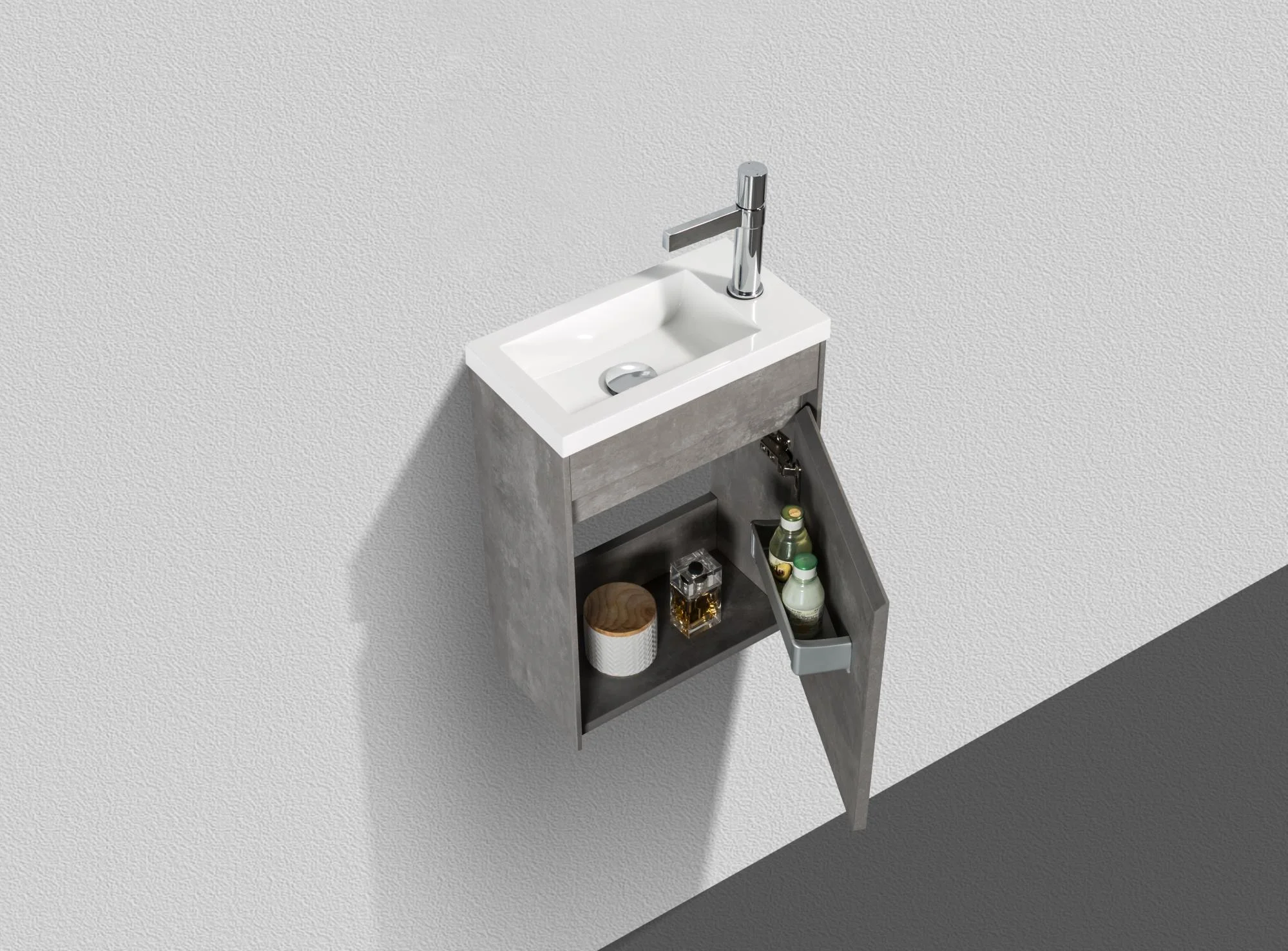 Приобрести belbagno тумба с раковиной pietra mini 40 см, подвесная с дверью 40-r stucco cemento, белая раковина