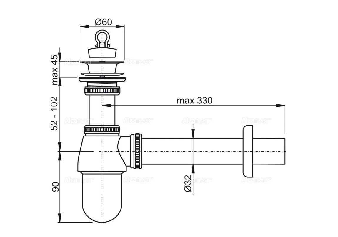 Приобрести сифон для умывальника alcaplast a437