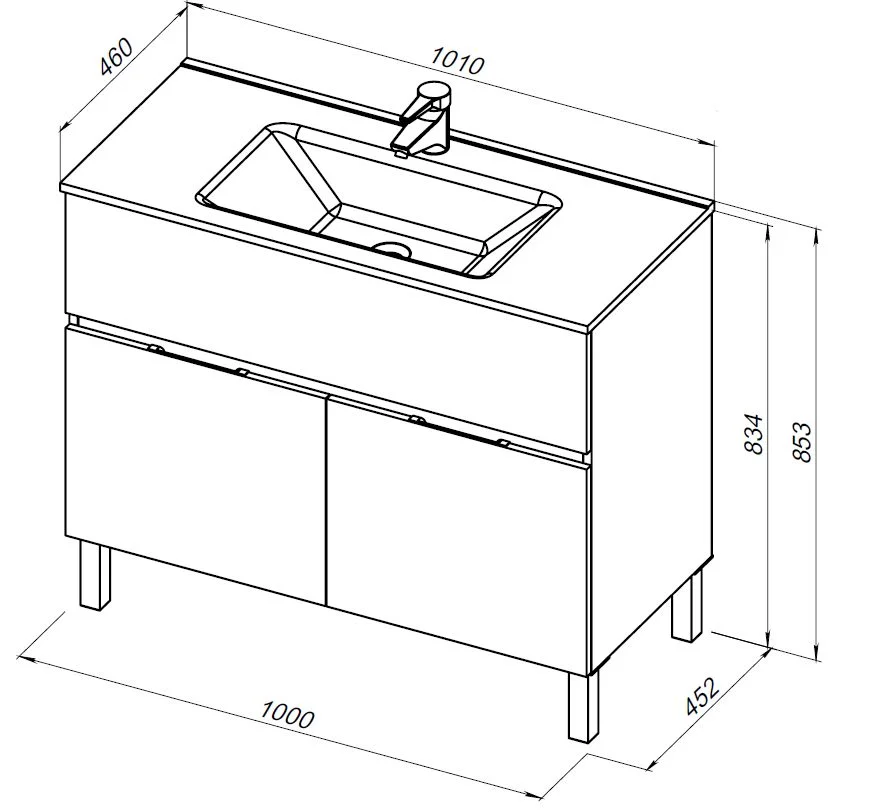 Приобрести aquanet тумба с раковиной алвита new 100 см, 1 ящик, 2 дверцы, белая матовая