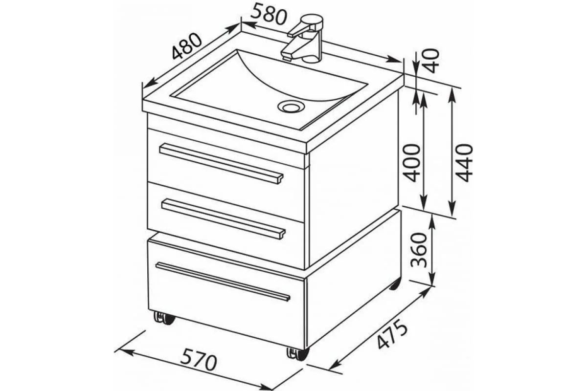 Приобрести aquanet тумба с раковиной нота 58 см, белая