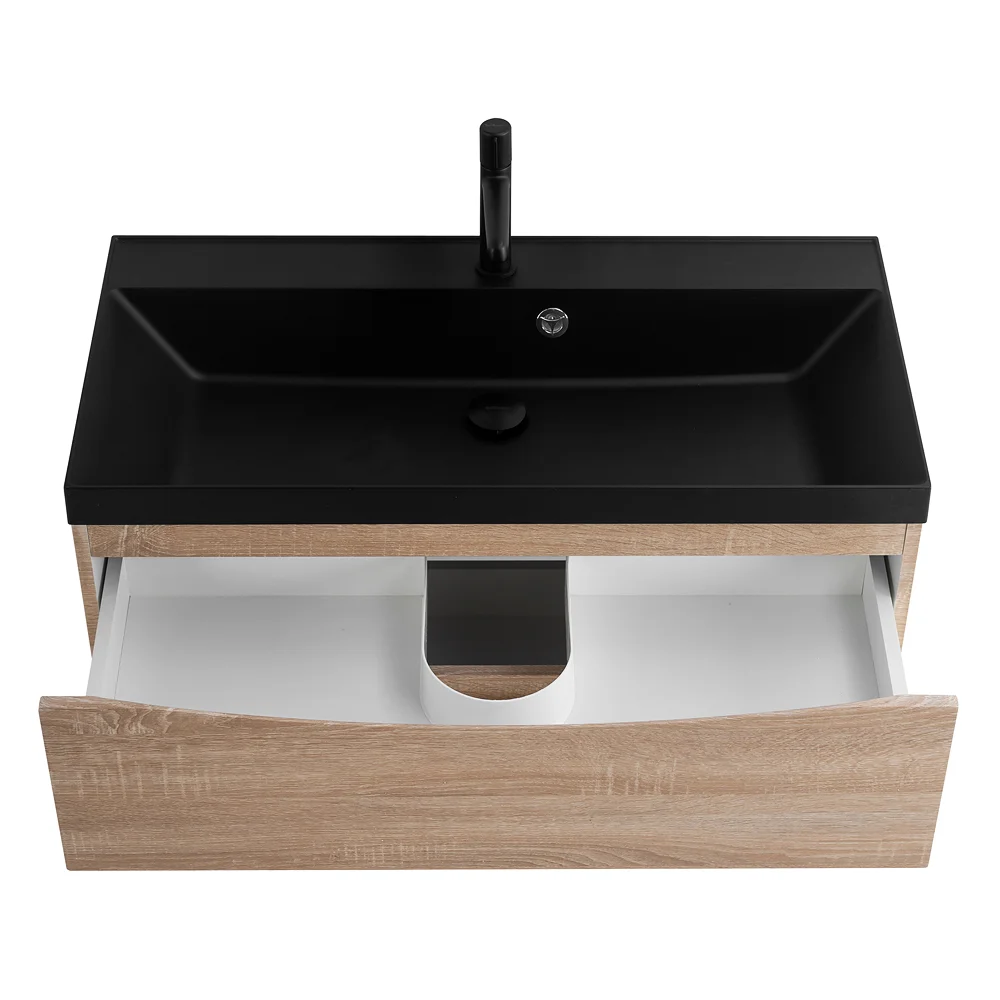 Приобрести belbagno тумба с раковиной marino 90 см, подвесная rovere bianco, чёрная раковина