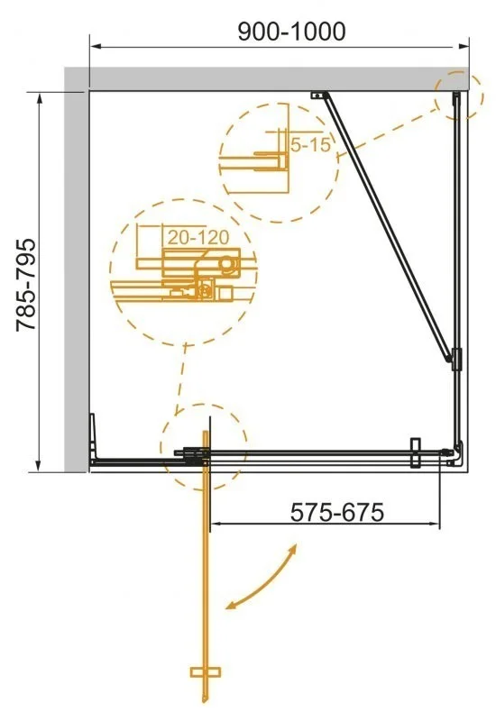Приобрести cezares душевое ограждение slider 80х90см slider-ah-1-80-90/100-br-nero