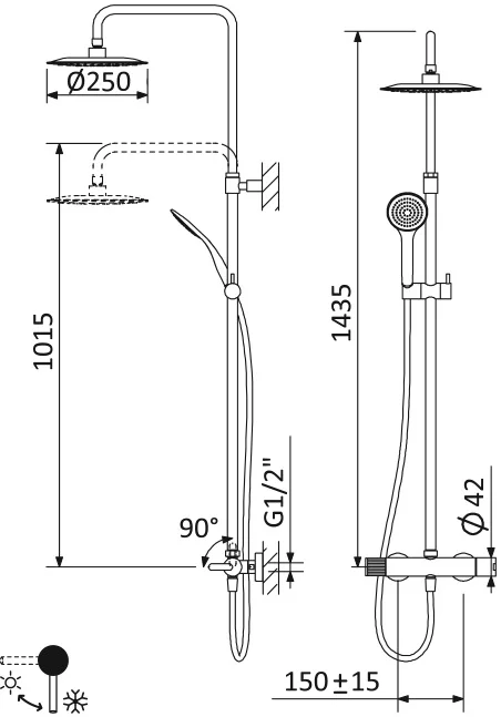 Приобрести cezares душевая стойка leaf-cda-25-l-sr