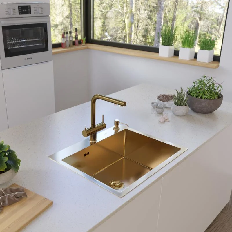 Приобрести gerhans кухонная мойка 60х50 см, золото