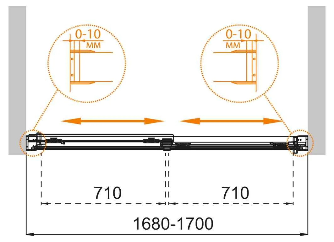 Приобрести cezares шторка для ванны tandem 170 см, хром tandem-soft-vf-2-170/145-p-cr