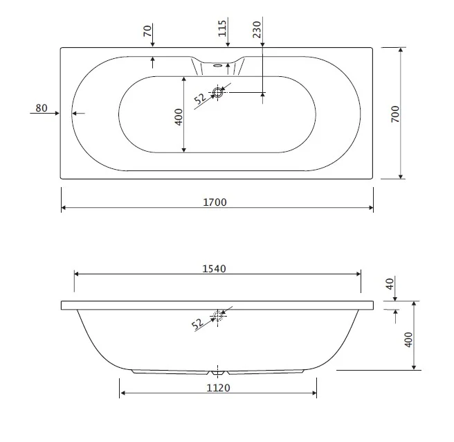 Приобрести cezares акриловая ванна calisto 170х70 см, белая calisto-170-70-45-w37