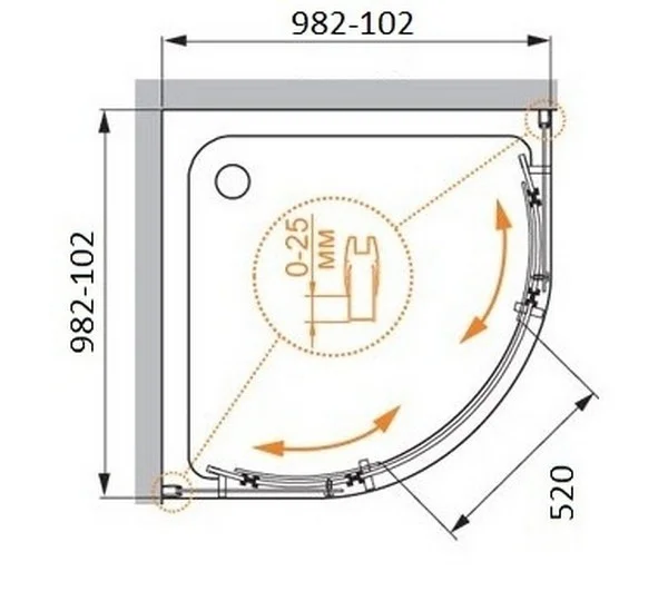 Приобрести cezares душевое ограждение stylus-o-m-r-2 100х100см stylus-o-m-r-2-100-c-cr