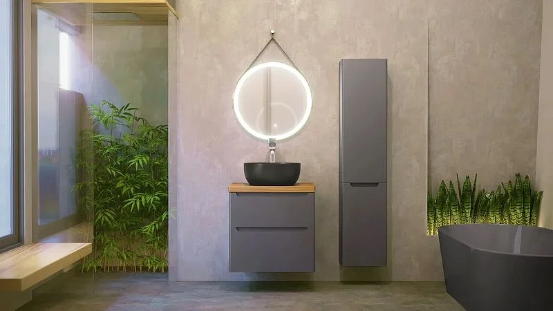 Приобрести jorno тумба подвесная wood 60 см со столешницей светлое дерево, антрацит