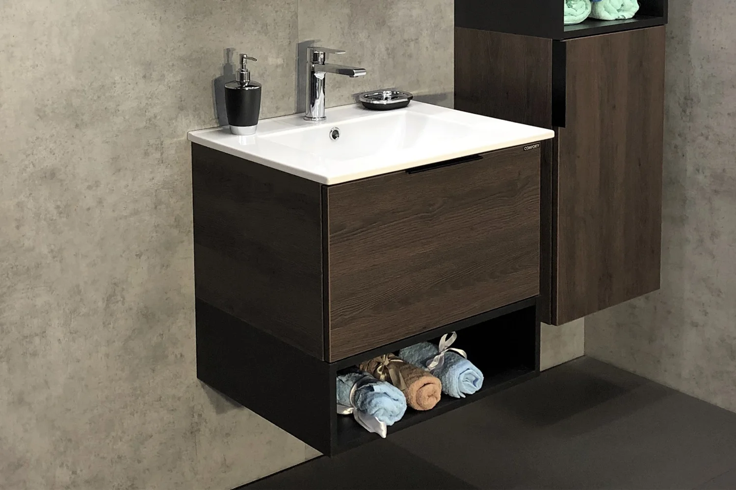 Приобрести сomforty тумба с раковиной "франкфурт-60" дуб-шоколадно-коричневый