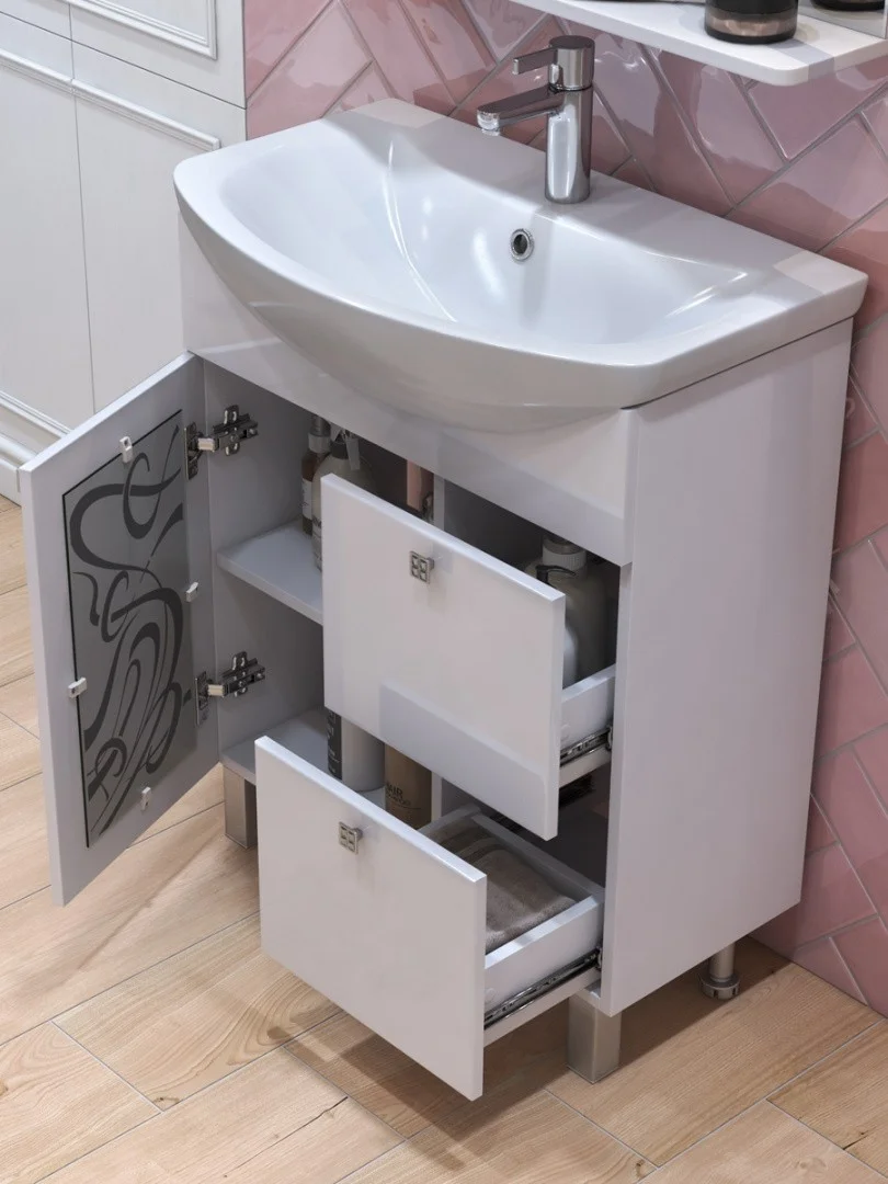 Приобрести vigo тумба с раковиной provans 70см, 1 дверца, 2 ящика, напольная, белая tn.pro.bal.70.1d.2y