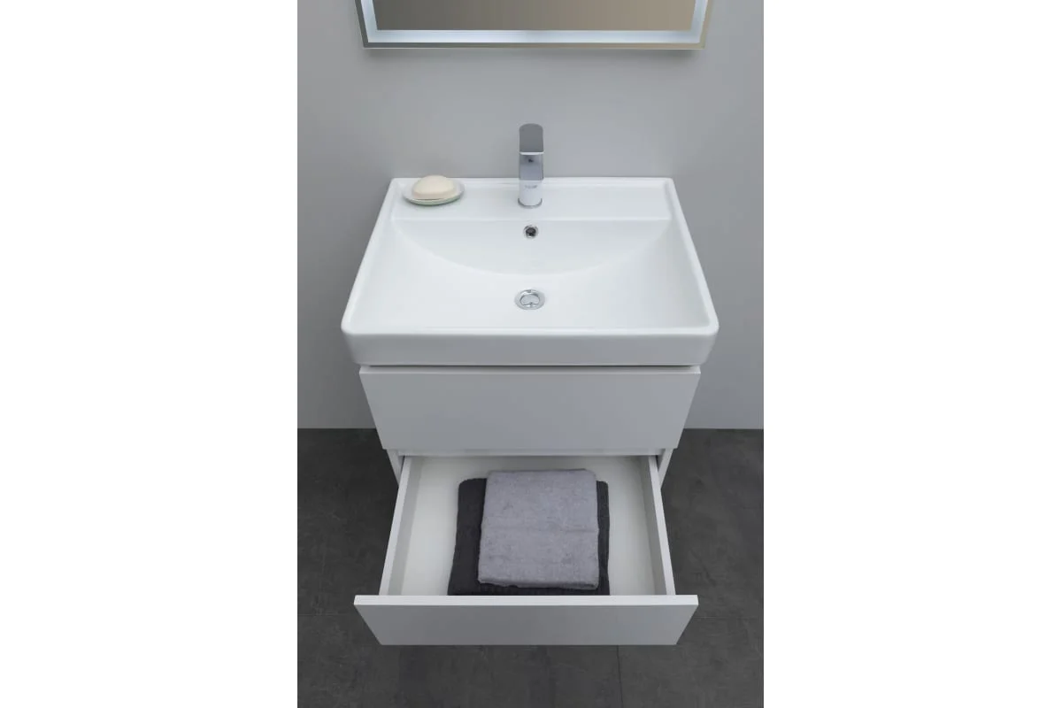 Приобрести aquanet тумба с раковиной вега 60 см, (2 ящика)