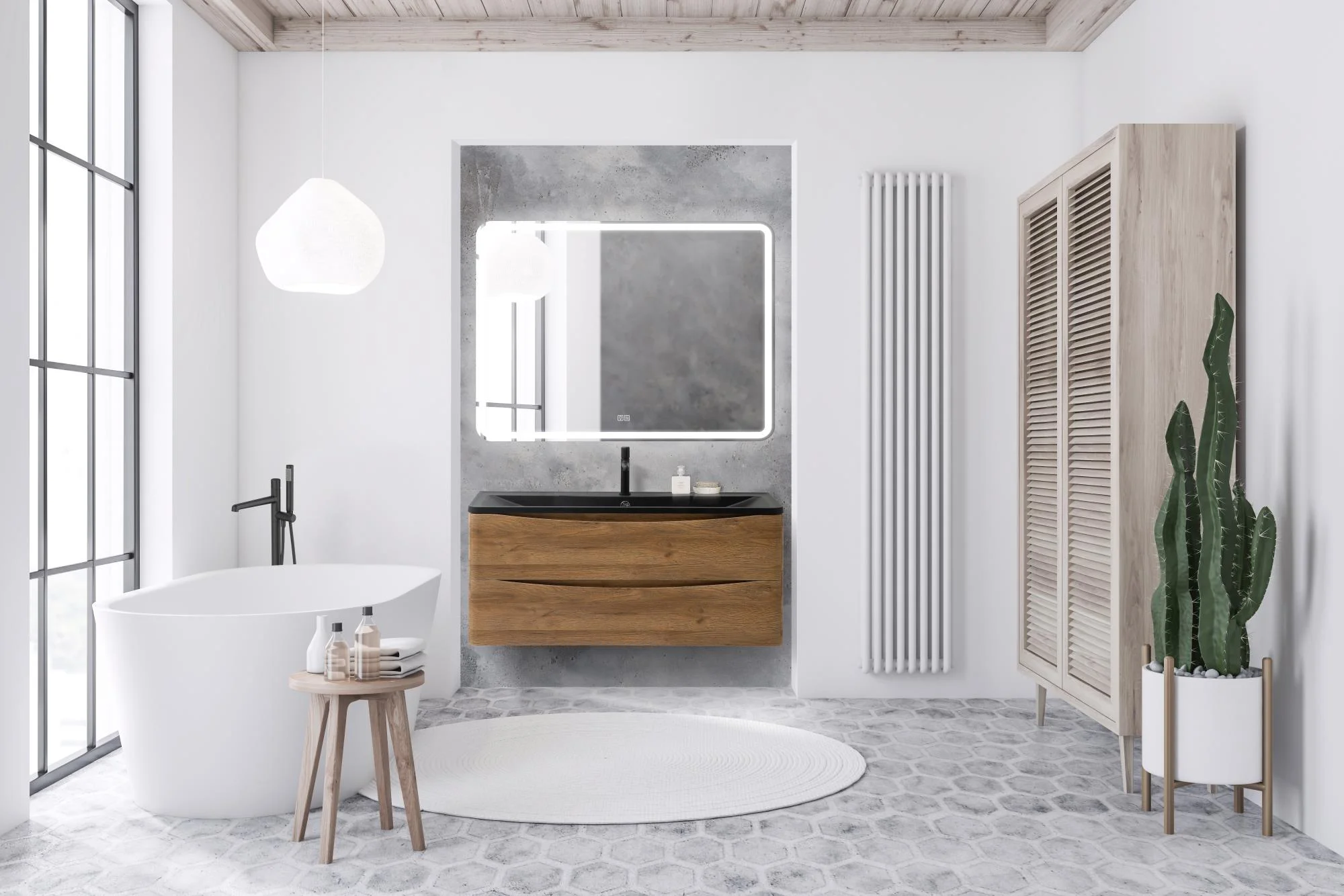 Приобрести belbagno тумба с раковиной acqua 120 см, подвесная rovere rustico, чёрная раковина
