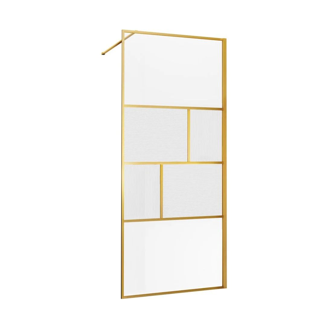 Приобрести vincea душевая перегородка walk-in 90 см, рифленое\прозрачное, брашированное золото vsw-1hc900cfbg