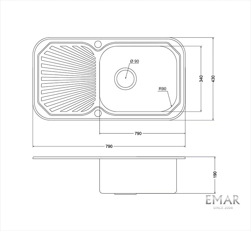 Приобрести oulin кухонная мойка 79х43 см, сатин oulin ol-307