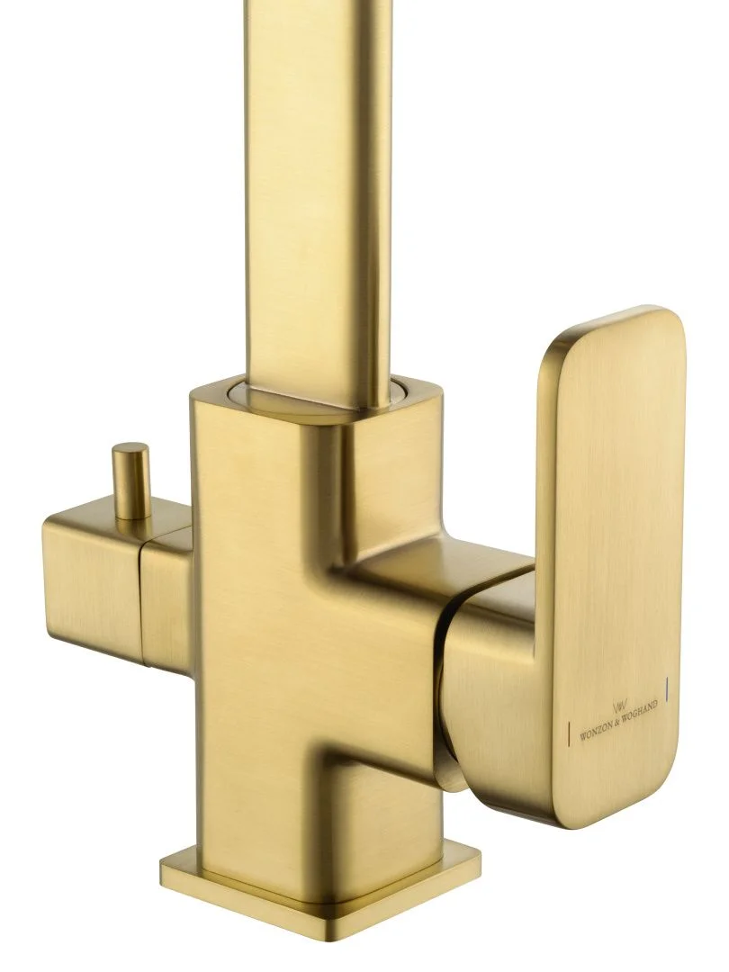 Приобрести смеситель для кухни c подключением фильтра wonzon & woghand, брашированное золото (ww-88458004-bg)