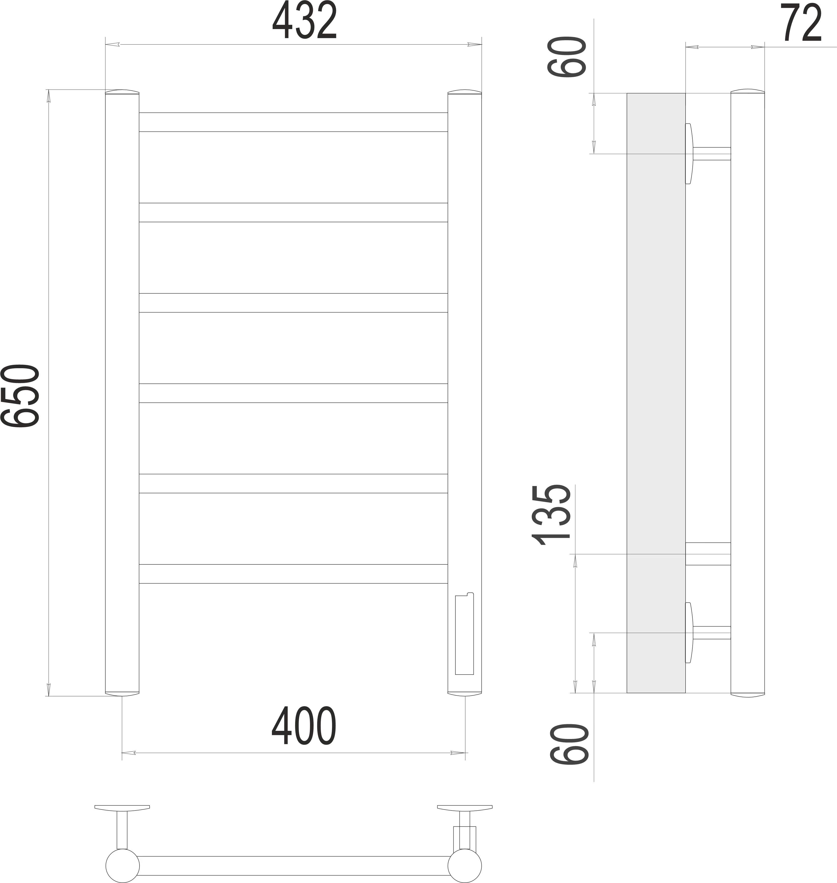 Приобрести полотенцесушитель 400х650 мм электрический terminus аврора п6, хром 4670078531148
