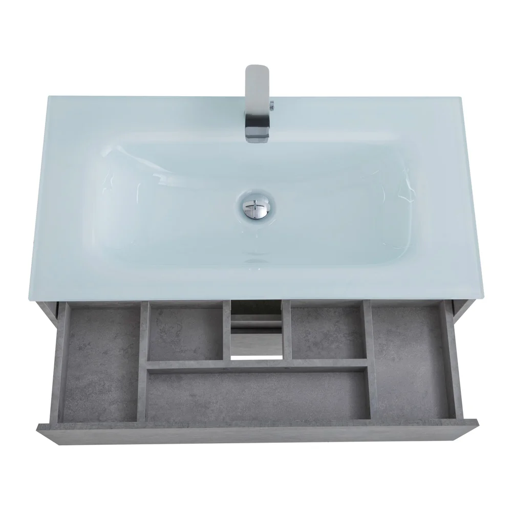 Приобрести belbagno тумба с раковиной kraft 80 см, подвесная cemento grigio, стеклянная раковина