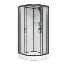 Frank Душевая кабина F410 Black, низкий поддон, полукруглая