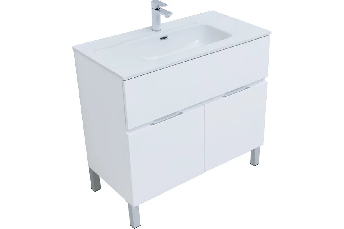 Приобрести aquanet тумба с раковиной алвита new 90 см, 1 ящик, 2 дверцы, белая матовая