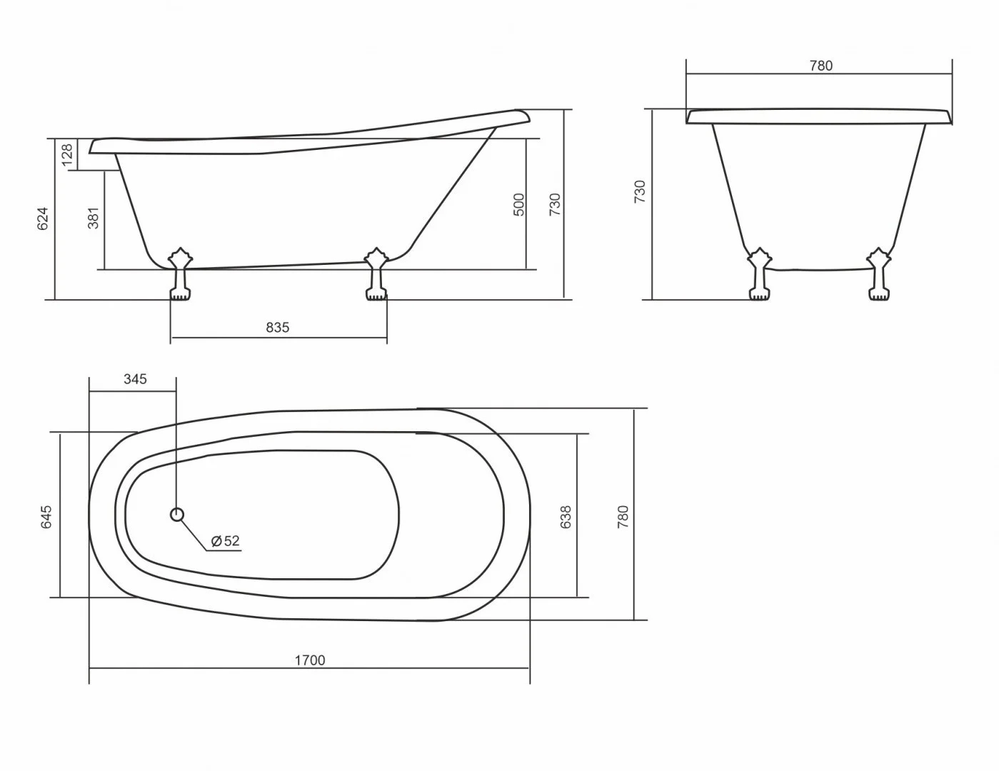 Приобрести aqua de marco отдельностоящая ванна edelweis 170x78см, бронзовые ножки, 1170wbede