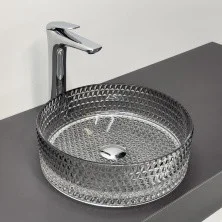 Comforty Раковина накладная CF21010 36х36 см, стеклянная градиентный серый