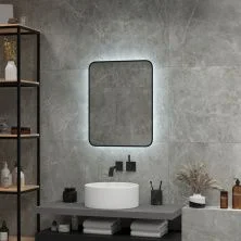 Continent Зеркало с подсветкой Torry 50х70 см, бесконтактный включатель, черное