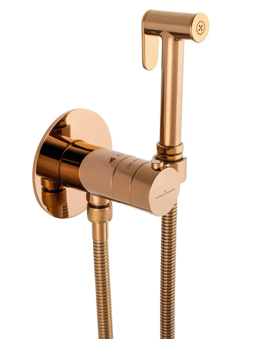 Приобрести смеситель с гигиеническим душем и термостатом встраиваемый wonzon & woghand, розовое золото (ww-88829909-rg)