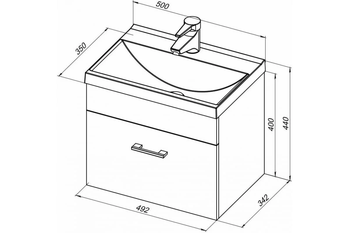 Приобрести aquanet тумба с раковиной нота 50 см, белая