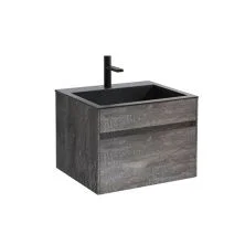 Vincea Тумба подвесная Chiara 60 см, серый камень с черной раковиной VMC-2C600GS;VCB-13600B