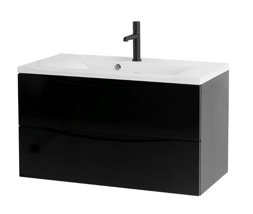 Приобрести тумба подвесная с раковиной belbagno marino-800-2c-so-nl-p 80 см, nero lucido