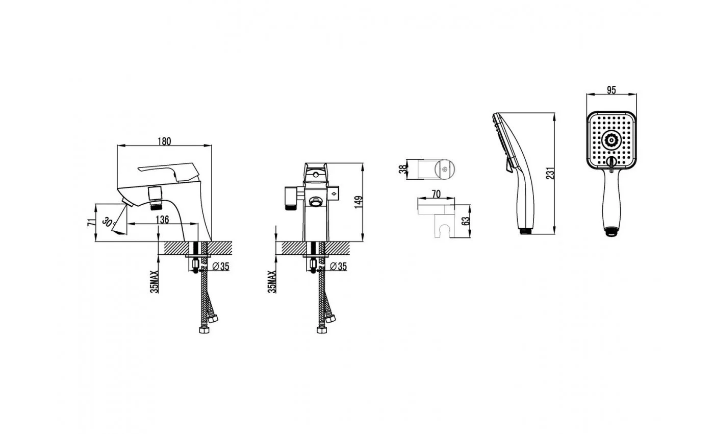 Приобрести lemark смеситель на борт ванны unit, 1 отверстие, хром lm4515c