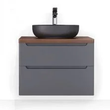 Jorno Тумба подвесная Wood 80 см со столешницей темное дерево, антрацит