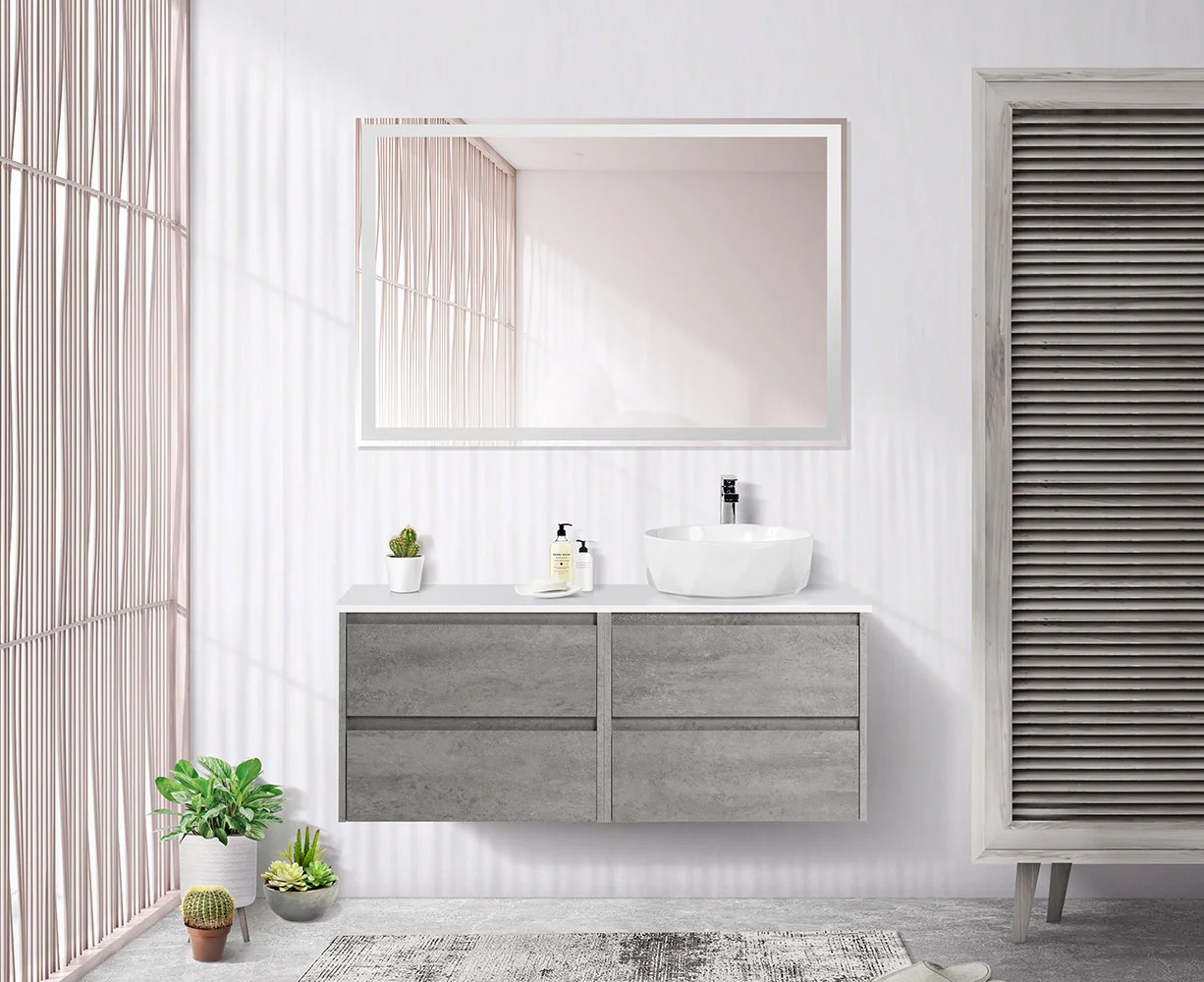 Приобрести belbagno тумба со столешницей kraft 120 см, подвесная cemento grigio, раковина справа
