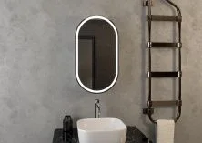 Continent Зеркало шкаф с подсветкой Elmage black 45х80 см, сенсорный включатель, черное