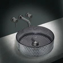 Vincea Раковина накладная 40х40 см, прозрачная, черная VBS-5GL03