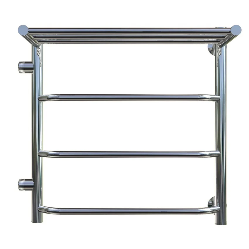 Приобрести тругор водяной полотенцесушитель браво п4 500х600 мм l ,пм1 с полкой и боковым подводом, хром 00-00016164