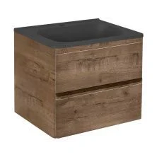 Vincea Тумба подвесная Vico 60 см, дуб винтаж с черной матовой раковиной VMC-2V600VO;VCB-2VP600B