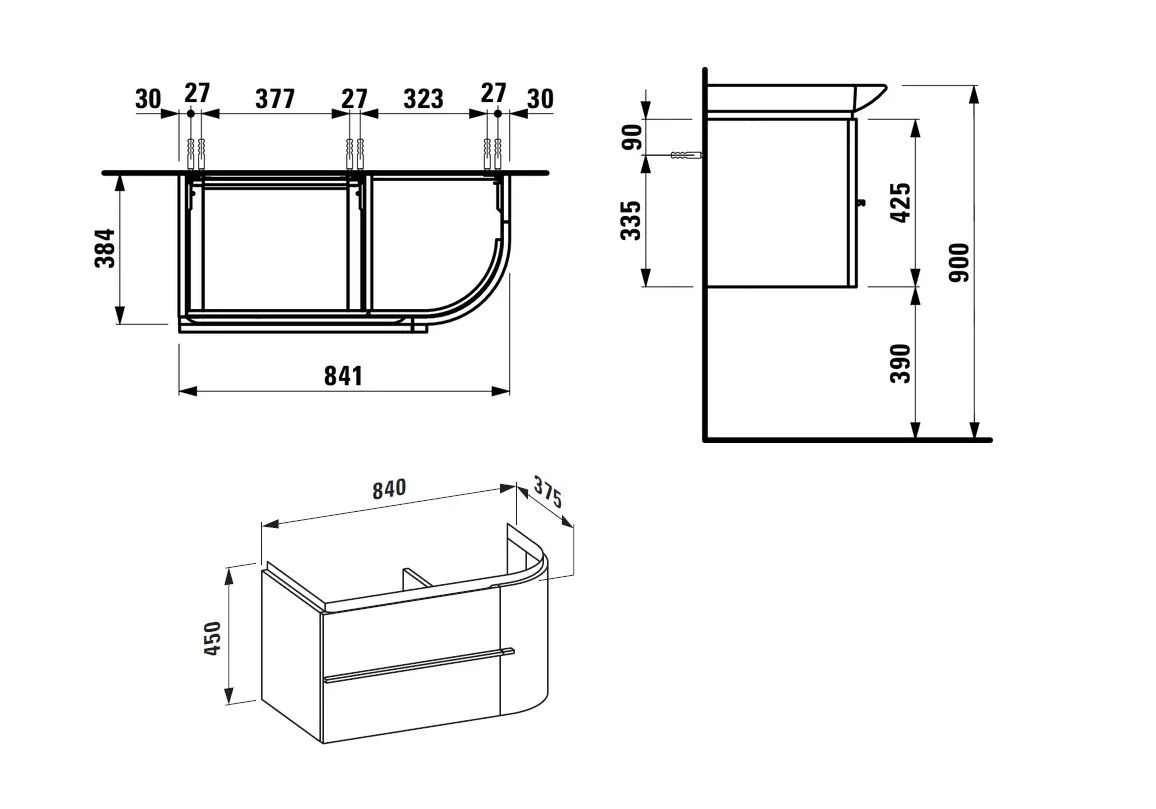 Приобрести тумба подвесная с раковиной laufen case 90 см 4.0150.2.075.463.1, белый
