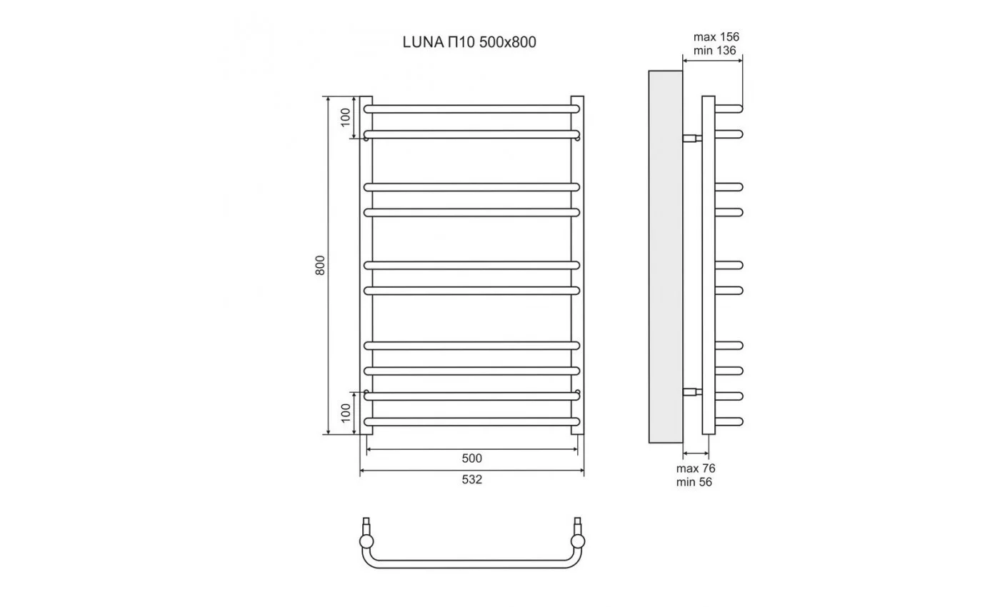 Приобрести lemark полотенцесушитель электрический luna п10 500x800мм, хром lm41810e