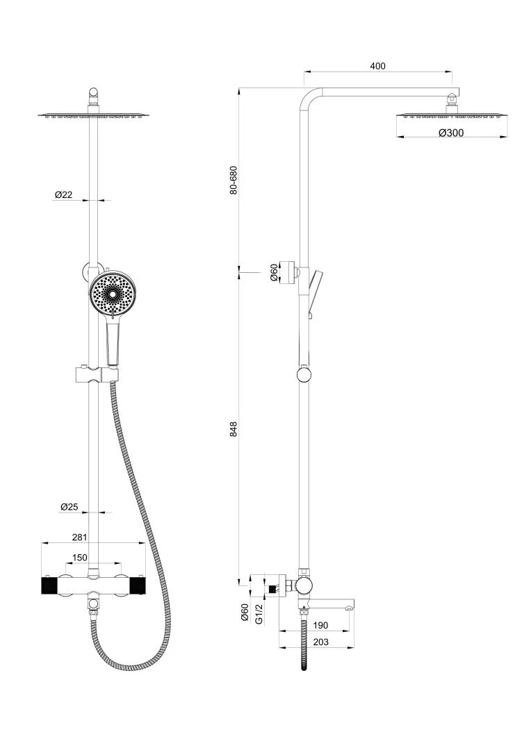 Приобрести душевая система с термостатом wonzon & woghand, темный графит (ww-88739902-bgm)