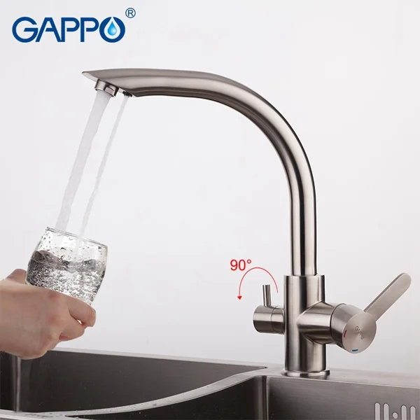 Приобрести gappo смеситель для кухни g4399 с фильтром, нержавеющая сталь 85256