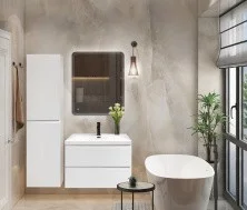 Cezares Тумба подвесная с раковиной MOLVENO 80 см Bianco Ghiaccio, белая MOLVENO-80-2C-SO-BG