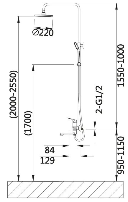 Приобрести душевая система vieir sist 1550 мм, хром v063562