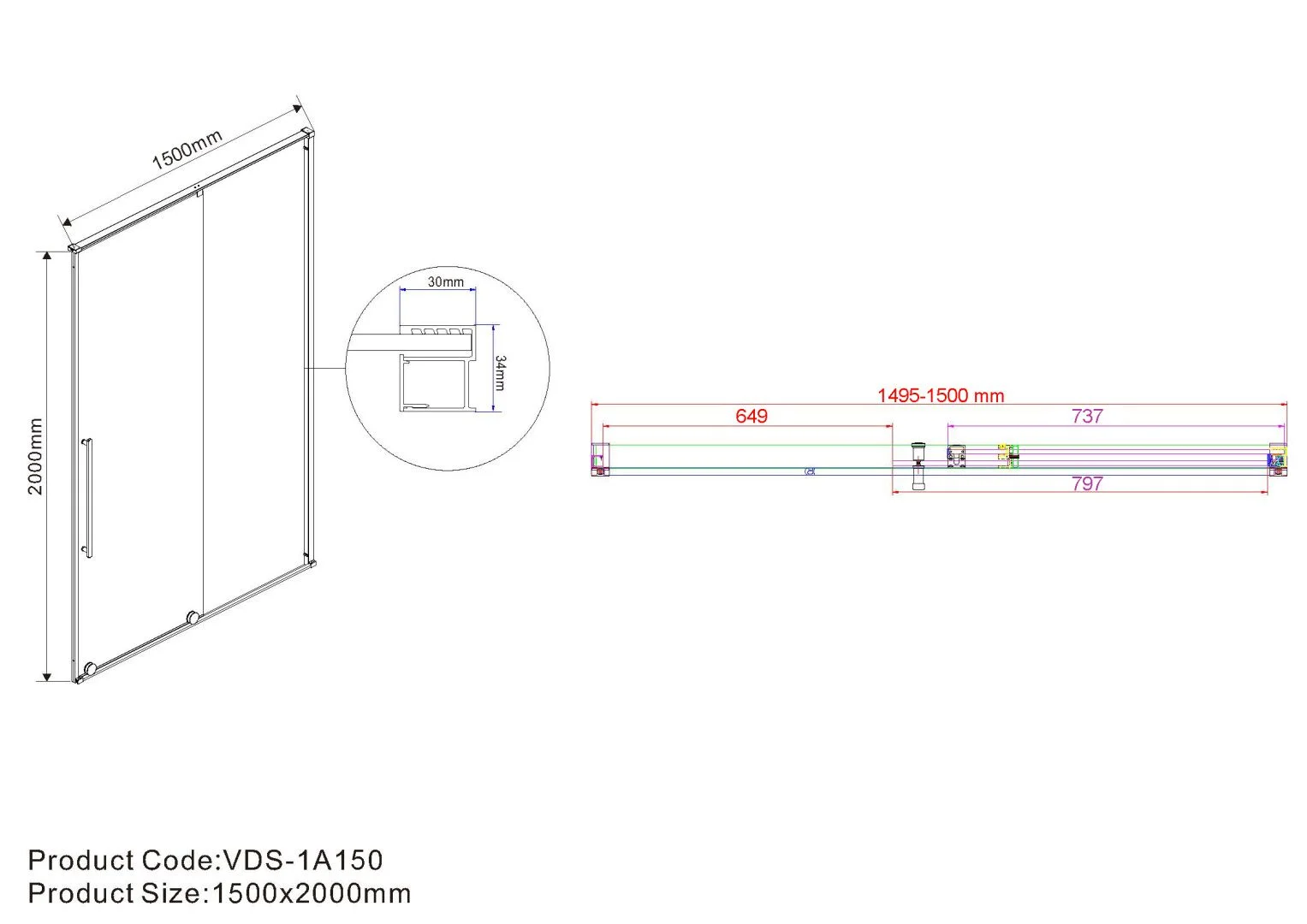 Приобрести vincea душевая дверь arno 150 см, прозрачное, хром vps-1a150cl