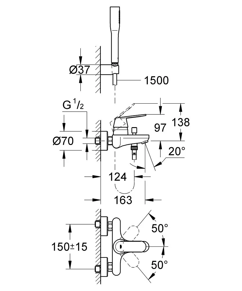 Приобрести смеситель для ванны grohe eurosmart cosmopolitan, хром 32832000
