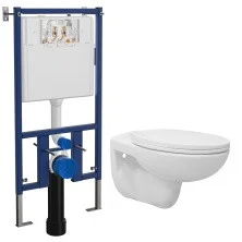 LORANTO Инсталляция + Подвесной безободковый унитаз Fredo с сиденьем микролифт (4501+CS-WH8005)