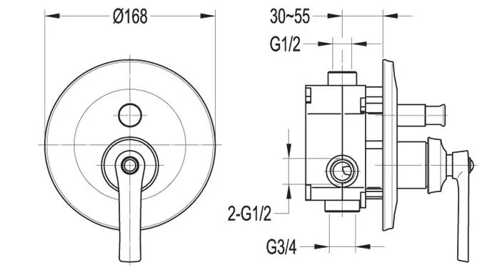 Приобрести cezares смеситель скрытого монтажа liberty, двухпозиционный, хром liberty-f-vdim-01